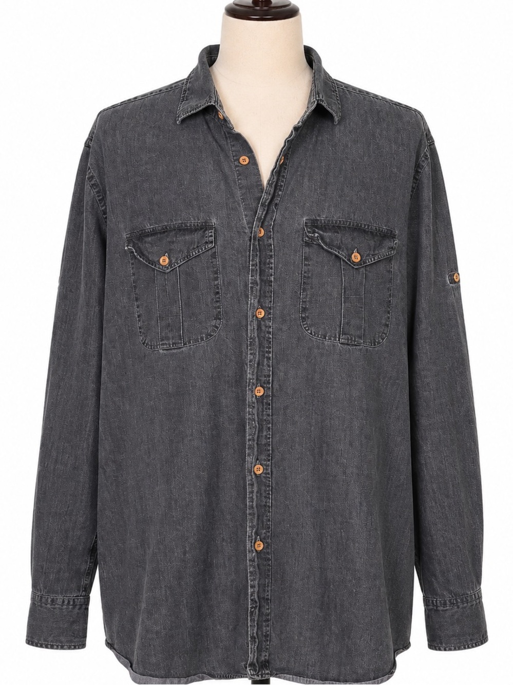 Saks Fifth Avenue Washed dark Denim Button-Up Shirt XXL